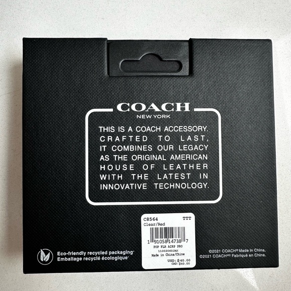 Coach Airpods Pro Case Clear Pink Flowers Keychain Sparkle New In Box - Picture 3 of 3